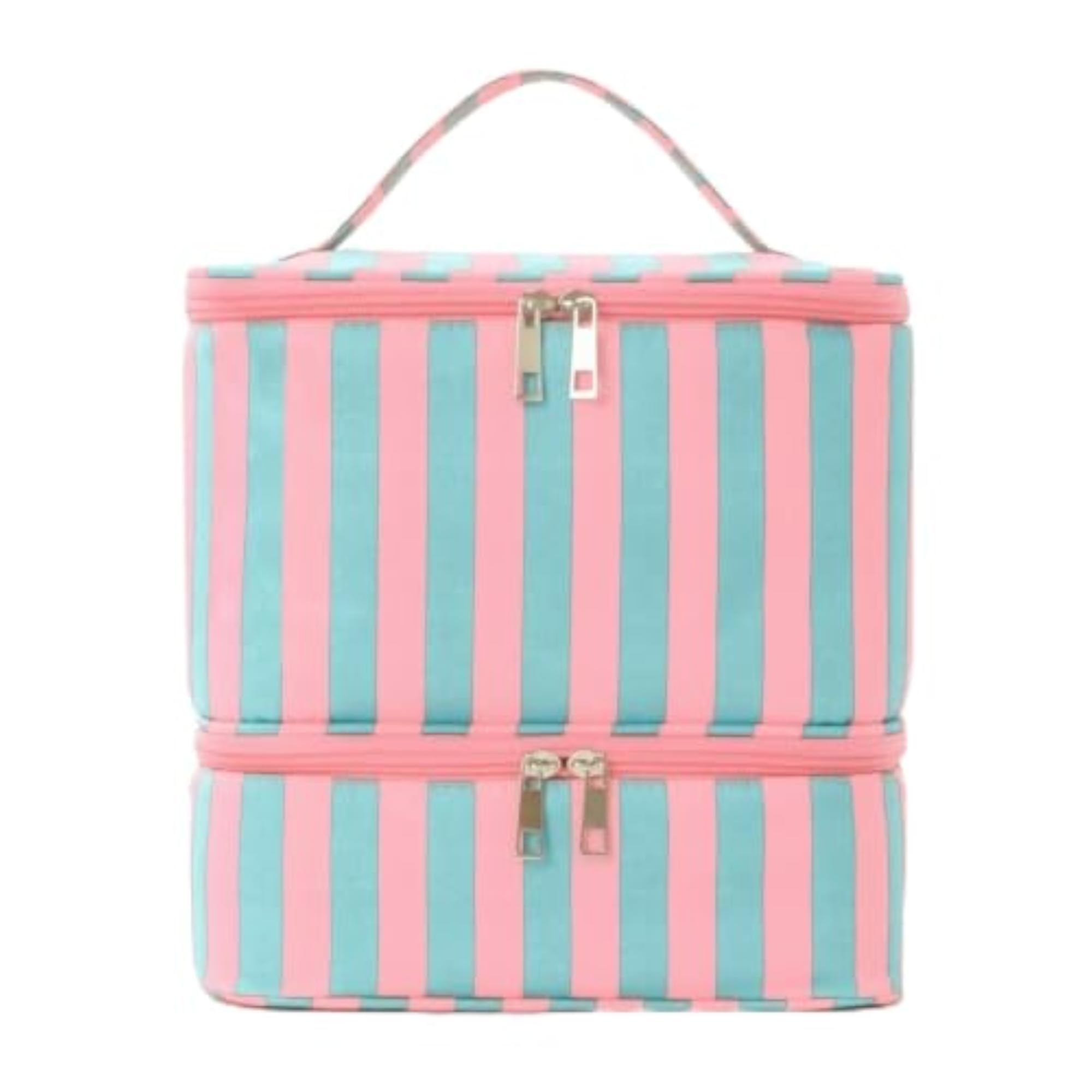 Two-Tier Storage Bag Double-Layer Striped Organizer